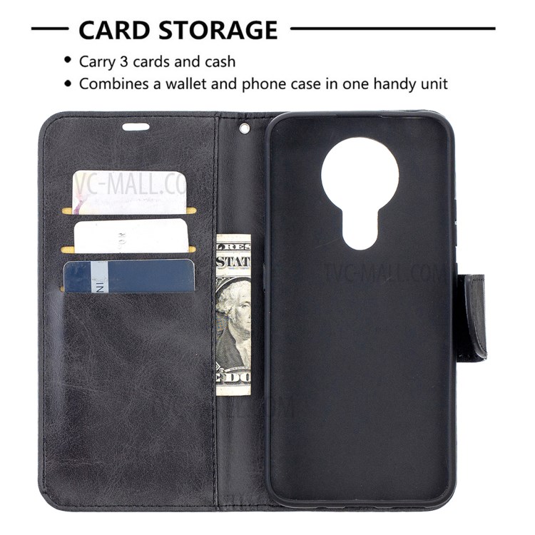 Wallet Leather Stand Case for Nokia 3.4 Phone Cover - Black-6