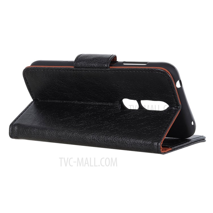 Nappa Texture Split Leather Phone Case with Wallet Stand for Nokia 2.4 - Black-3