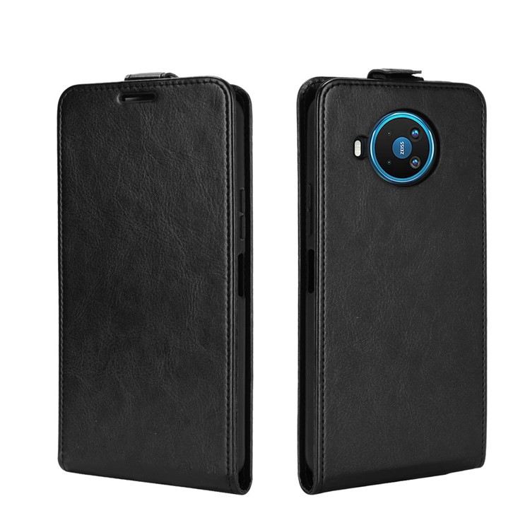 Vertical Flip Crazy Horse Texture with Card Holder Leather Cover for Nokia 8.3 5G - Black-4