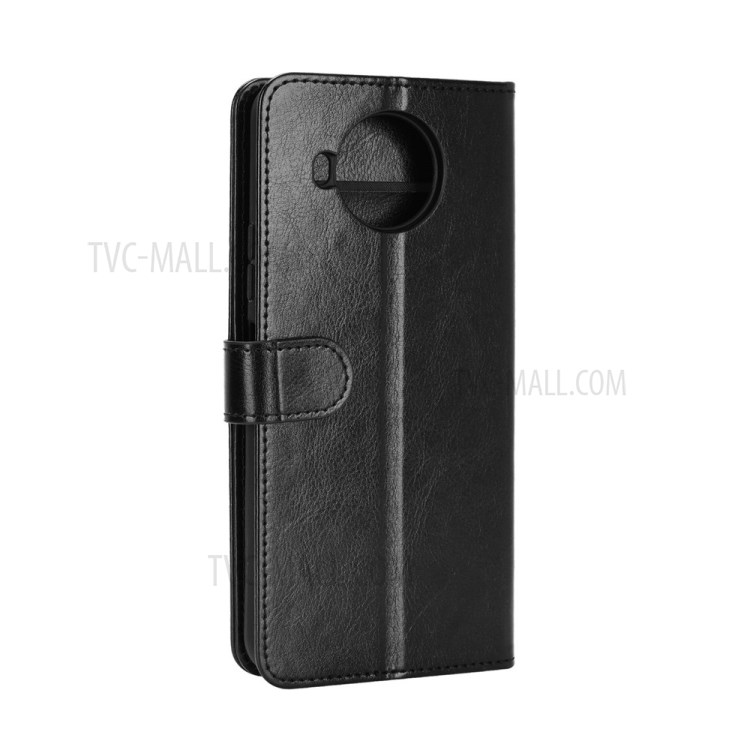 For Nokia 8.3 5G Crazy Horse Texture Leather Wallet Case with Supporting Stand - Black-7