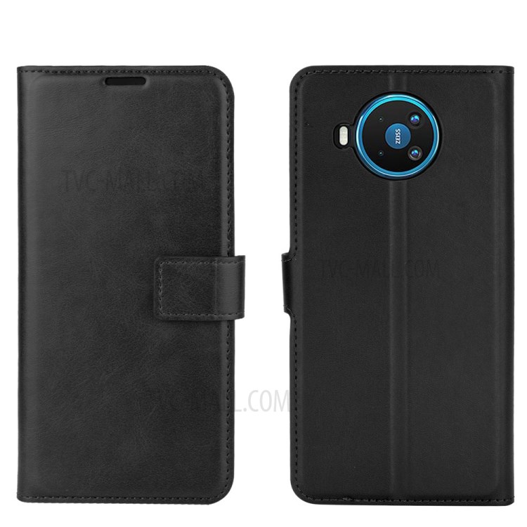 Wallet Stand Leather Mobile Phone Cover for Nokia 8.3 5G - Black-6