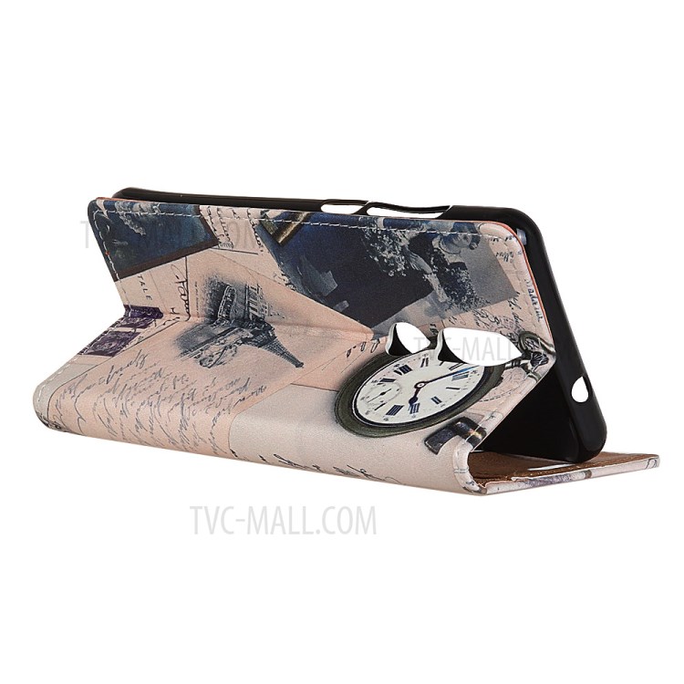 Wallet Stand Leather Cover with Pattern Printing for Nokia 2.4 - Effel Tower and Quill-pen-3
