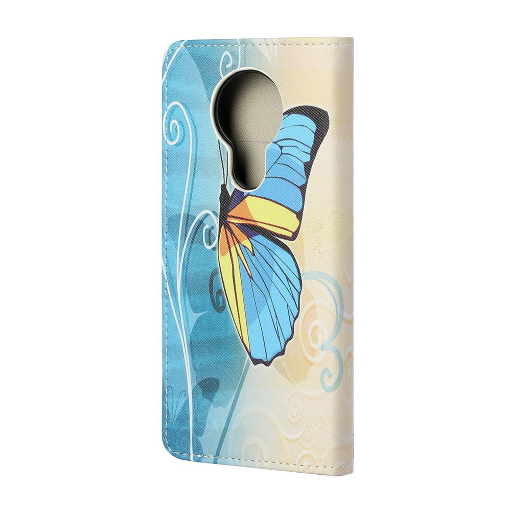 Cross Texture Leather Wallet Stand Protective Case with Pattern Printing for Nokia 3.4 - Blue Butterfly-2