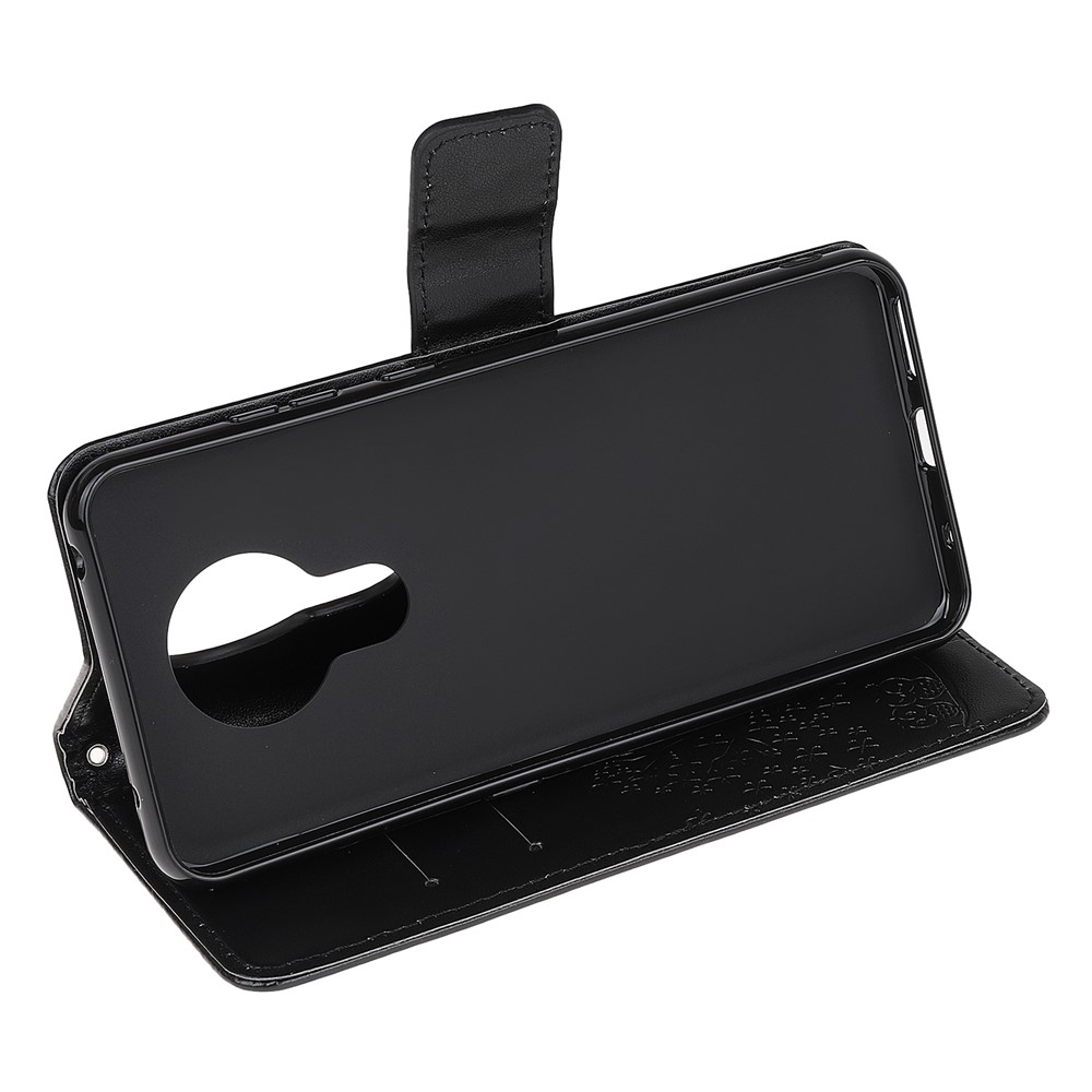 Imprint Tree Owl Stand Wallet Leather Cover for Nokia 3.4 - Black-3