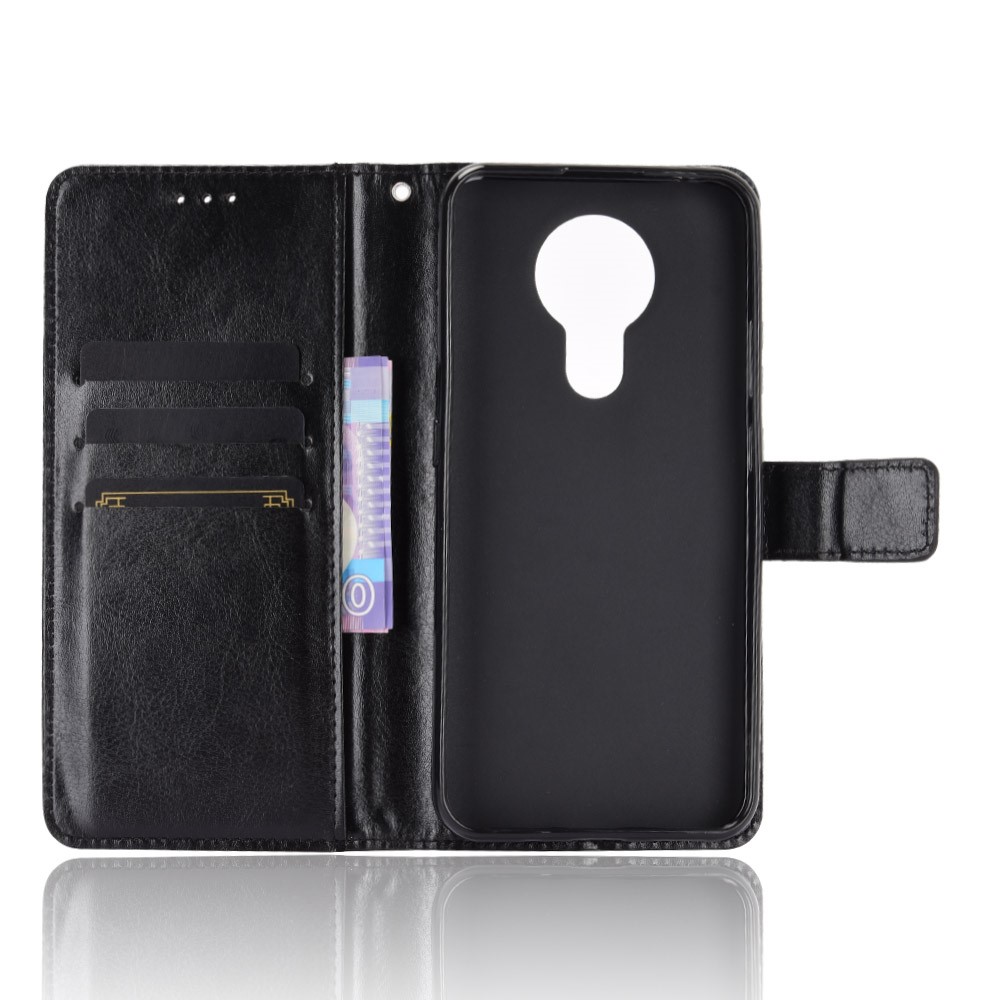 Crazy Horse Wallet Stand Leather Shell with Strap for Nokia 3.4 - Black-3