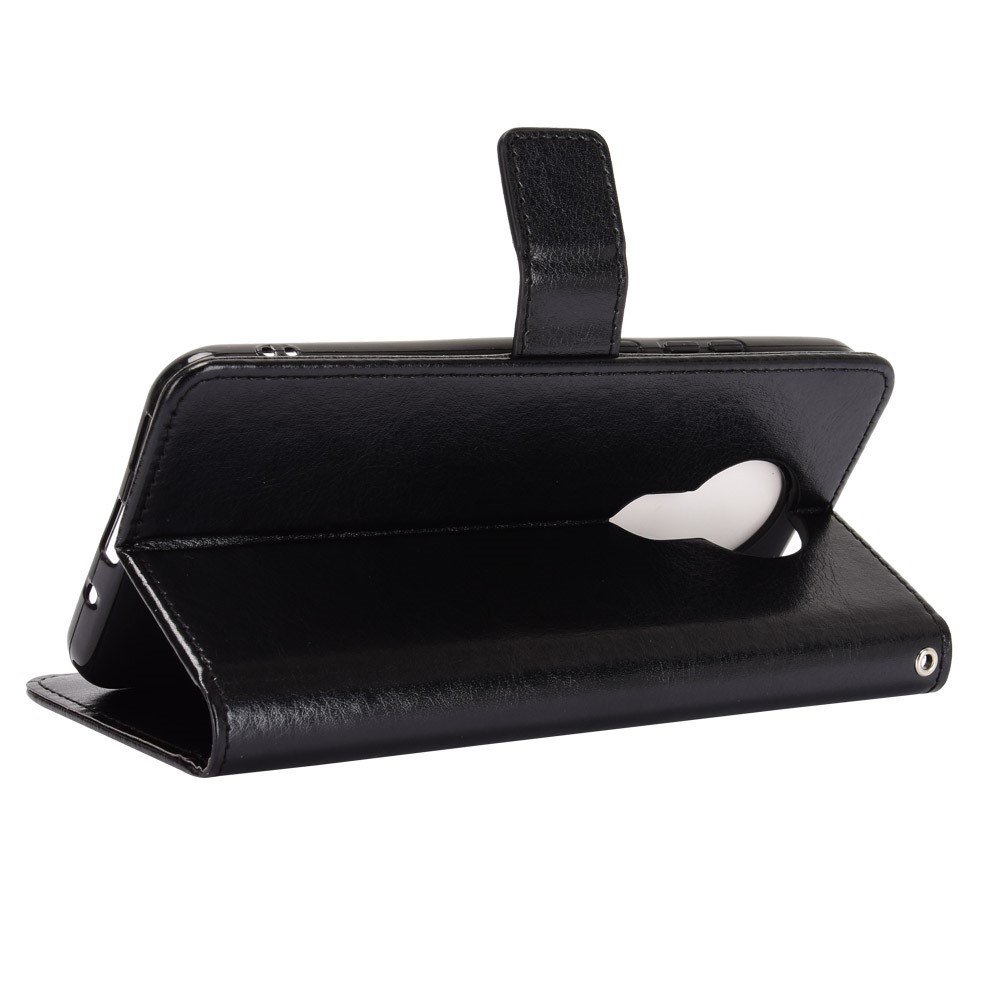 Crazy Horse Wallet Stand Leather Shell with Strap for Nokia 3.4 - Black-5