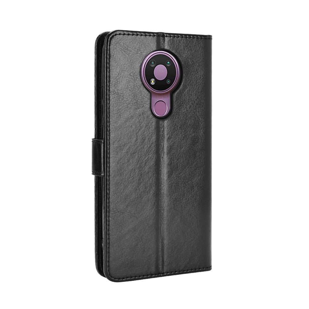 Crazy Horse Wallet Stand Leather Shell with Strap for Nokia 3.4 - Black-6