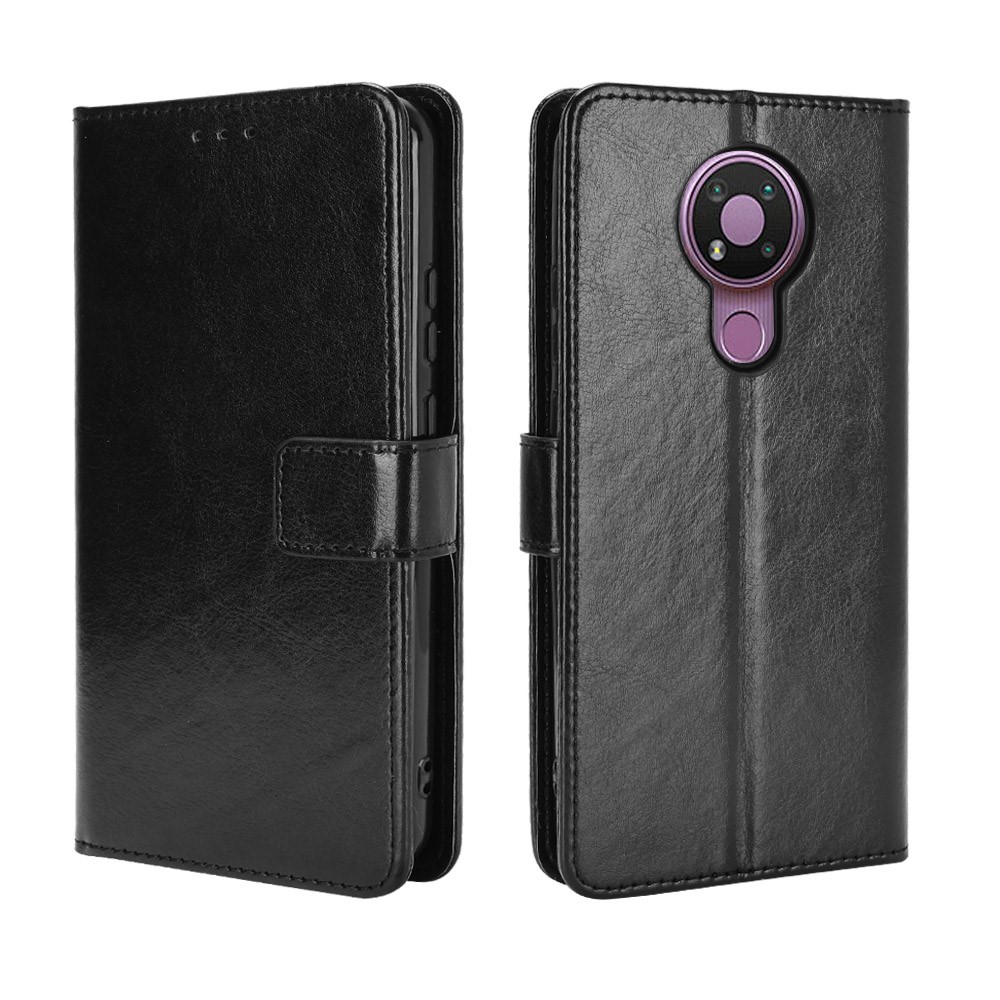 Crazy Horse Wallet Stand Leather Shell with Strap for Nokia 3.4 - Black-7