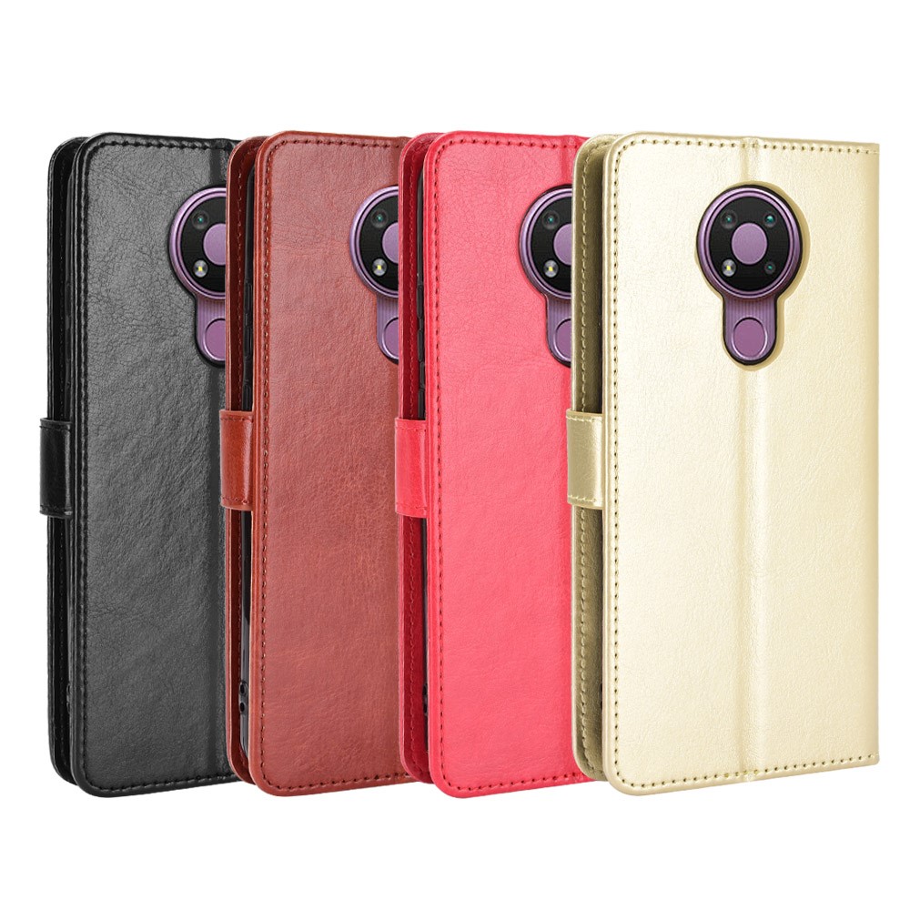 Crazy Horse Wallet Stand Leather Shell with Strap for Nokia 3.4 - Black-8