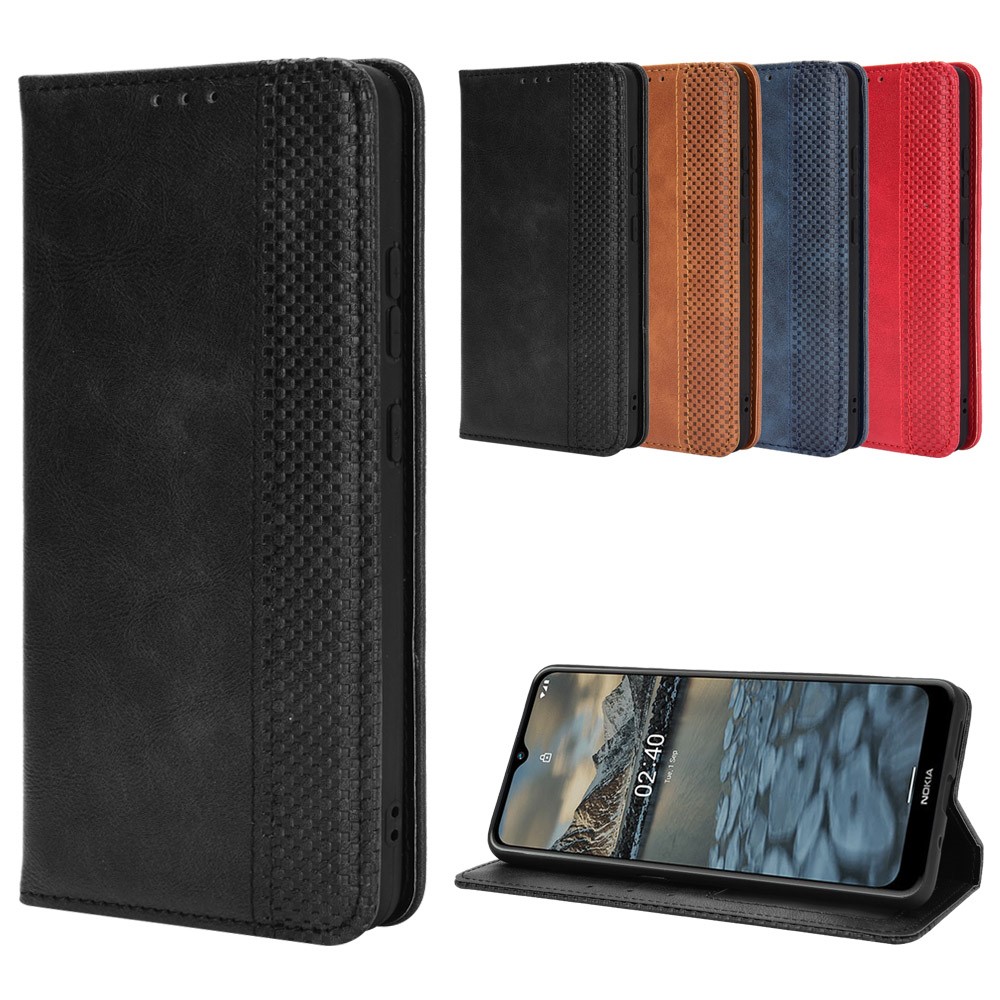 Magnetic Vintage Style Phone Case Wallet Stand Leather Cover for Nokia 2.4 - Black-11