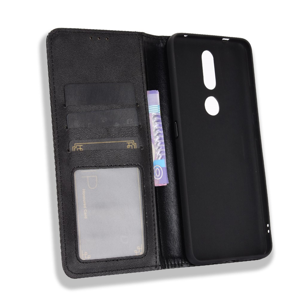 Magnetic Vintage Style Phone Case Wallet Stand Leather Cover for Nokia 2.4 - Black-3