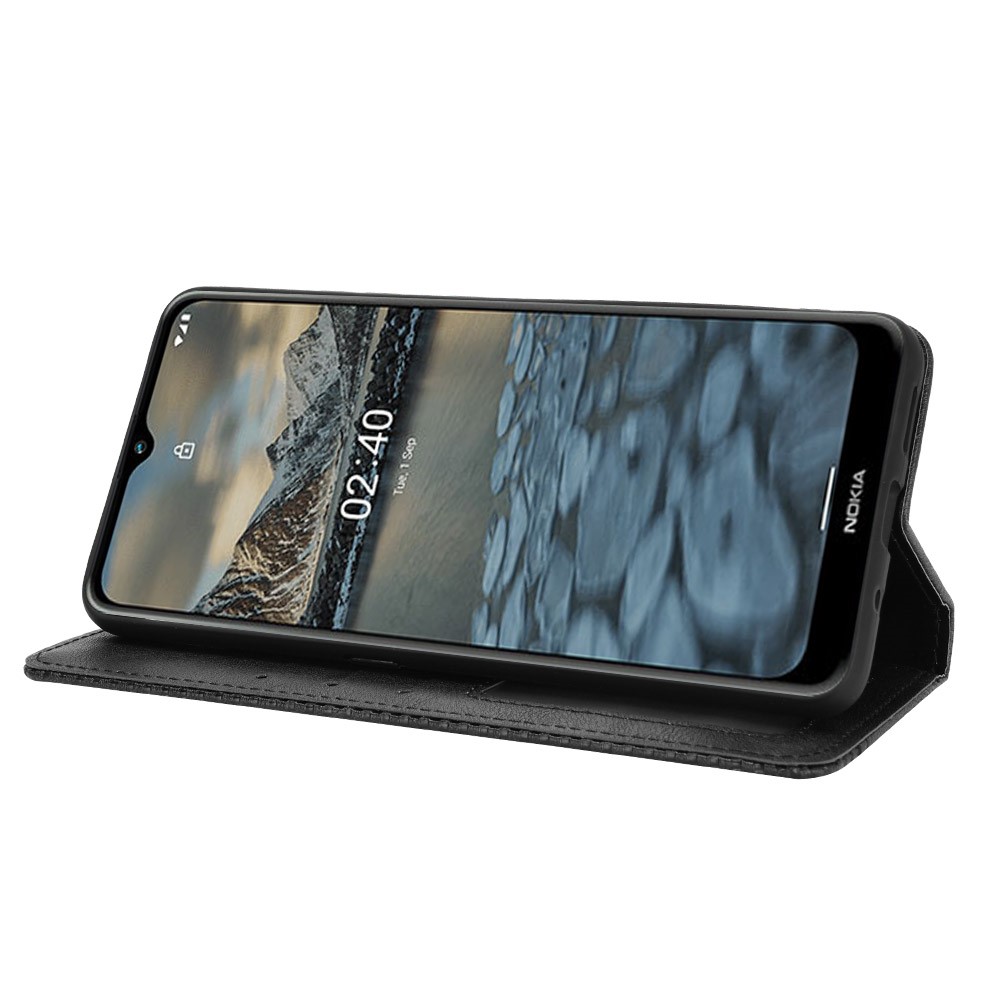 Magnetic Vintage Style Phone Case Wallet Stand Leather Cover for Nokia 2.4 - Black-5