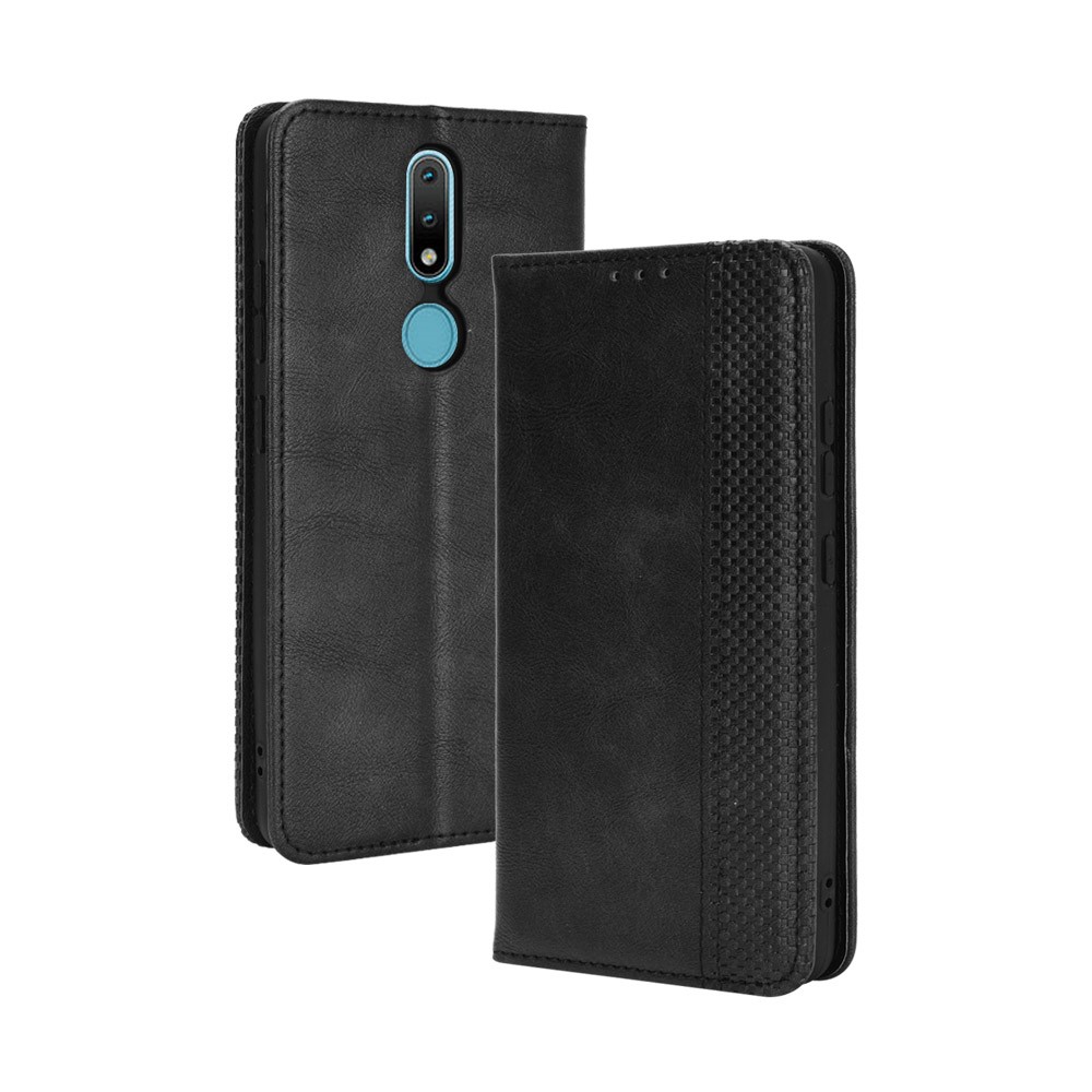 Magnetic Vintage Style Phone Case Wallet Stand Leather Cover for Nokia 2.4 - Black-7
