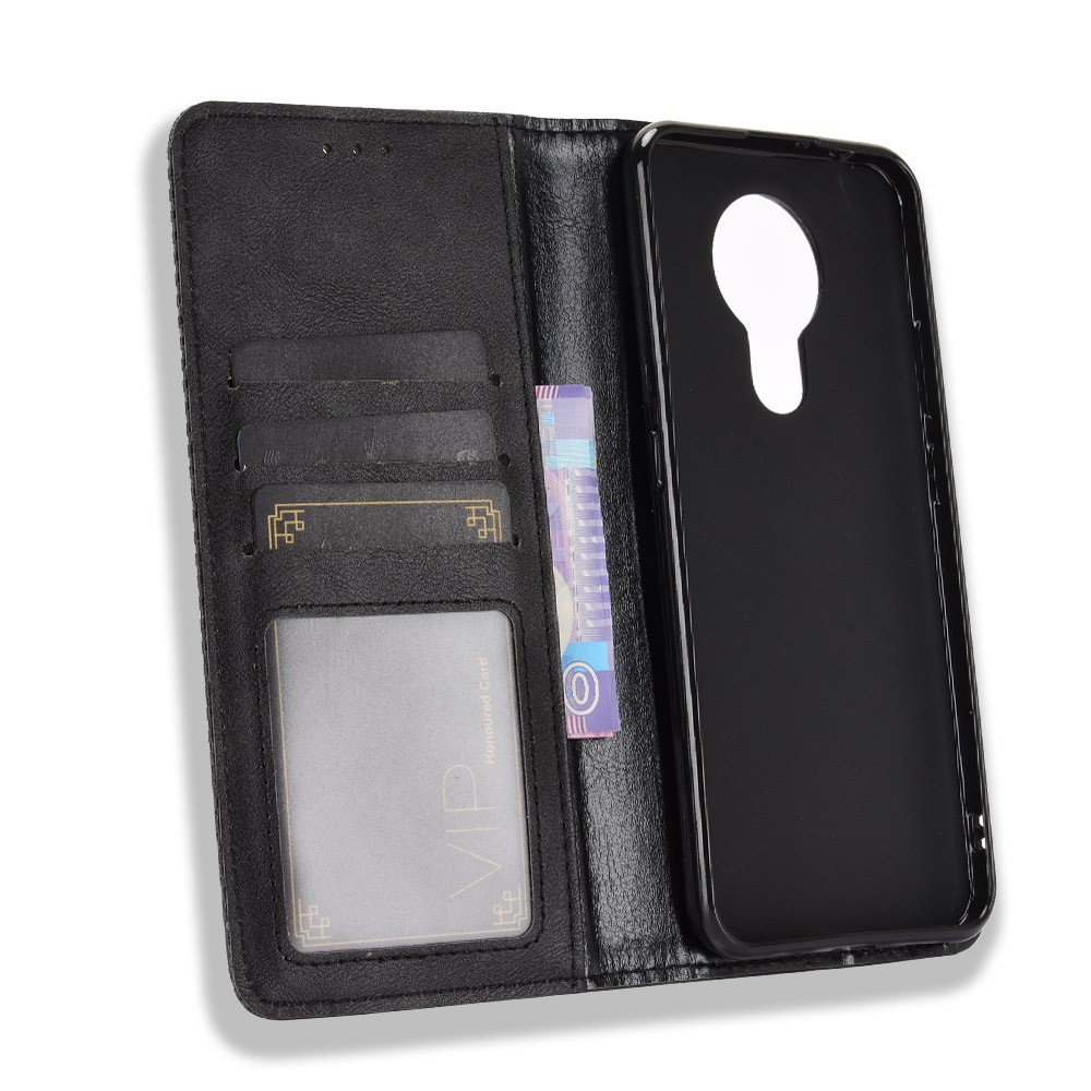 Magnetic Vintage Style Phone Case Wallet Stand Leather Cover for Nokia 3.4 - Black-3