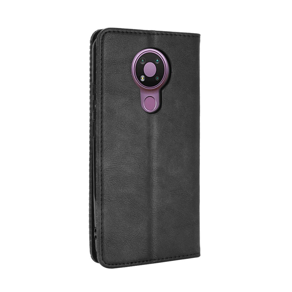 Magnetic Vintage Style Phone Case Wallet Stand Leather Cover for Nokia 3.4 - Black-6