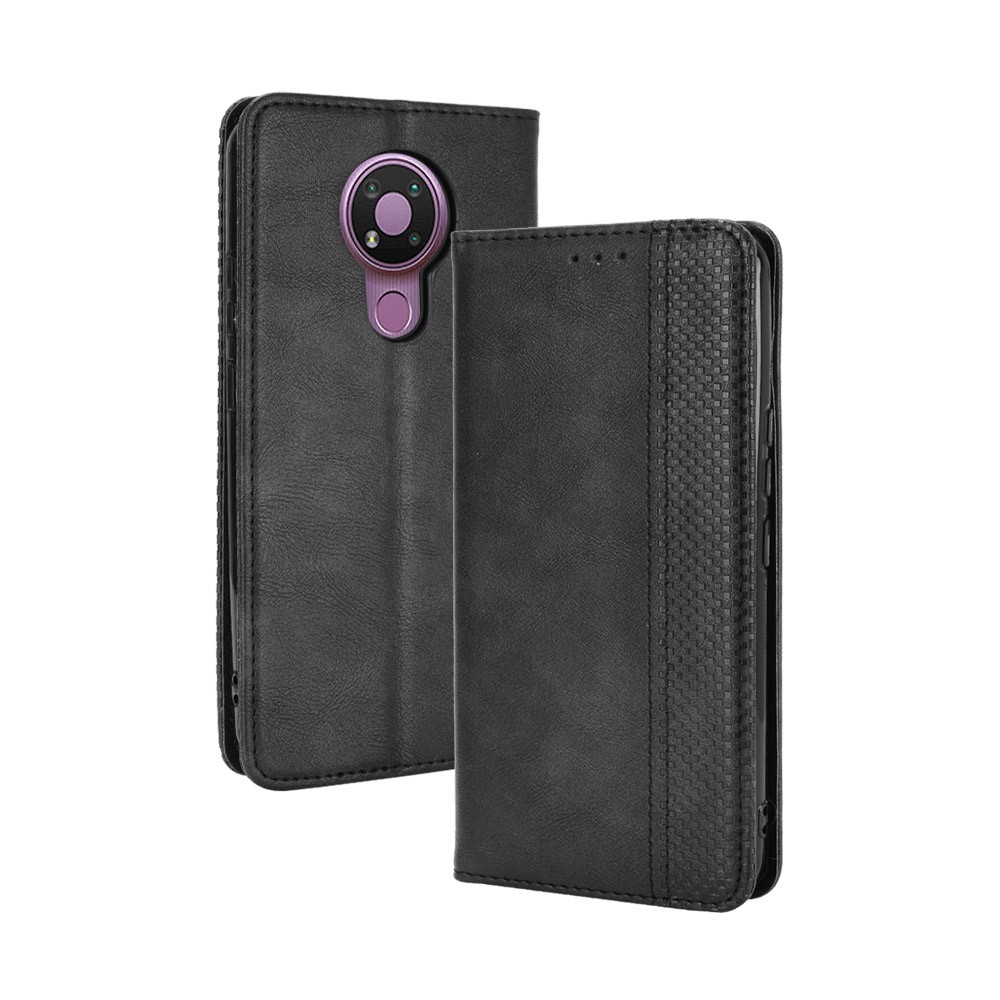 Magnetic Vintage Style Phone Case Wallet Stand Leather Cover for Nokia 3.4 - Black-7