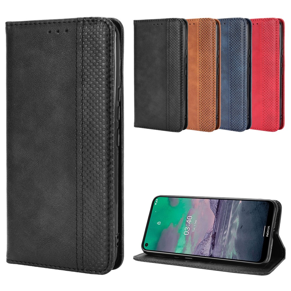Magnetic Vintage Style Phone Case Wallet Stand Leather Cover for Nokia 3.4 - Black-9