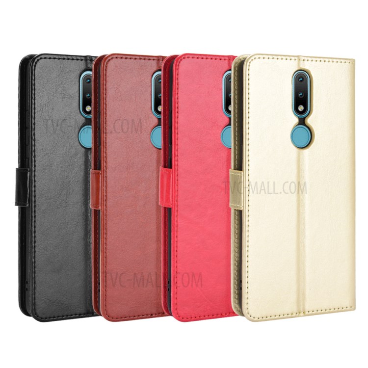 Crazy Horse Texture for Nokia 2.4 Leather Stand Phone Cover Case - Black-10