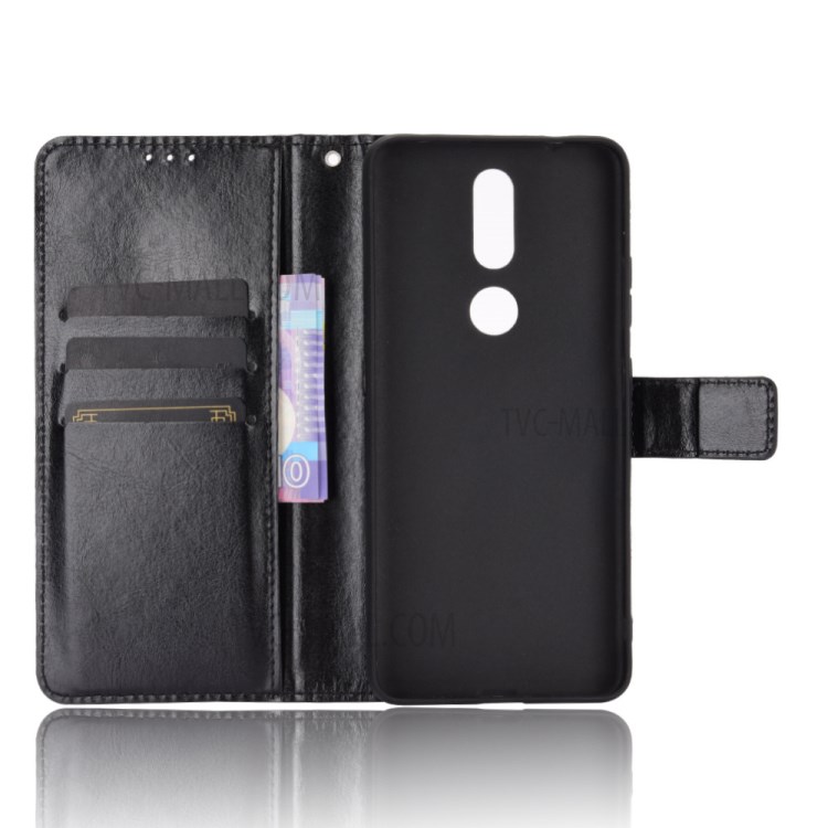Crazy Horse Texture for Nokia 2.4 Leather Stand Phone Cover Case - Black-3