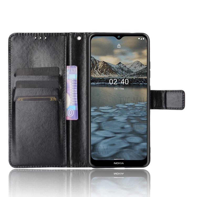 Crazy Horse Texture for Nokia 2.4 Leather Stand Phone Cover Case - Black-4
