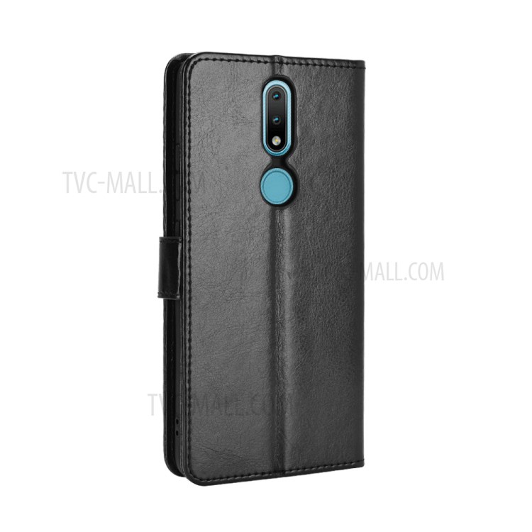 Crazy Horse Texture for Nokia 2.4 Leather Stand Phone Cover Case - Black-6