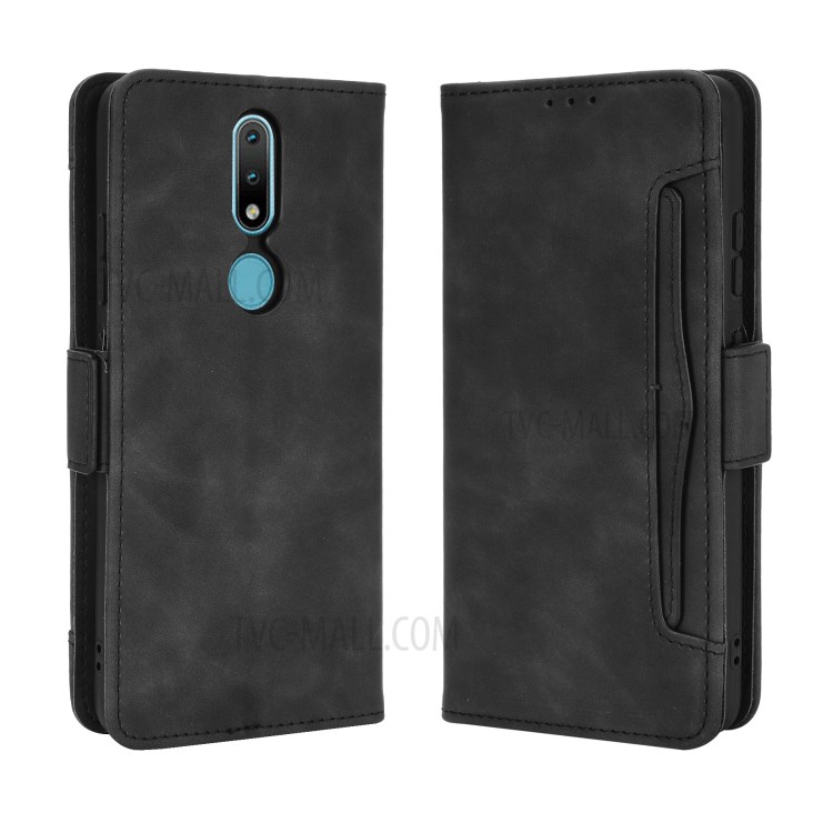 Protective Leather Case for Nokia 2.4 Multiple Card Slots Phone Cover - Black-7