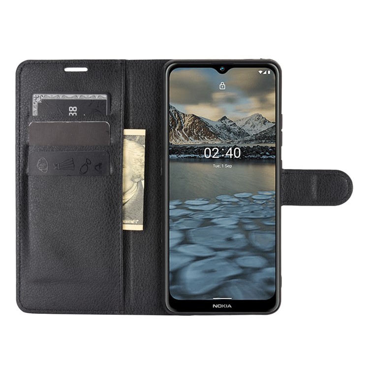 Litchi Texture Phone Protective Shell with Wallet and Stand for Nokia 2.4 - Black-3