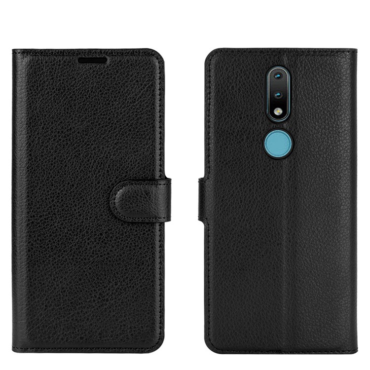 Litchi Texture Phone Protective Shell with Wallet and Stand for Nokia 2.4 - Black-5