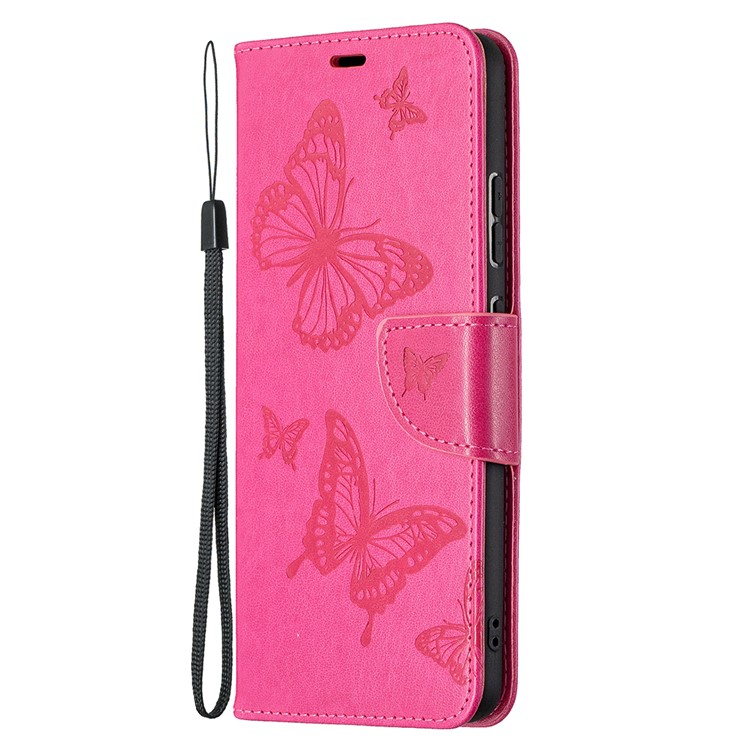 Imprint Butterflies Pattern Wallet Stand Leather Cover for Nokia 2.4 - Rose-2