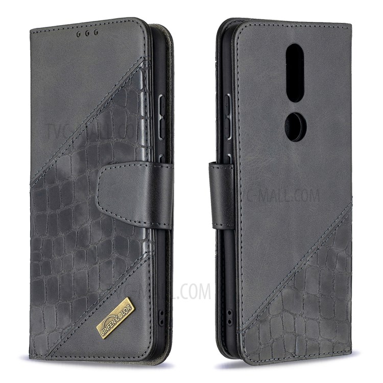BF04 Splicing Crocodile Texture Wallet Stand Leather Case for Nokia 2.4 - Black-4