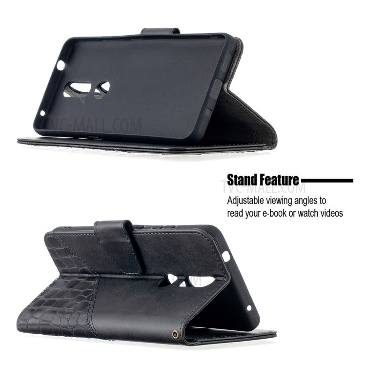 BF04 Splicing Crocodile Texture Wallet Stand Leather Case for Nokia 2.4 - Black-5
