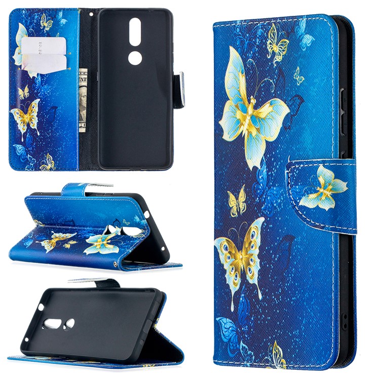 Pattern Printing Leather Wallet Phone Shell for Nokia 2.4 - Butterfly-1
