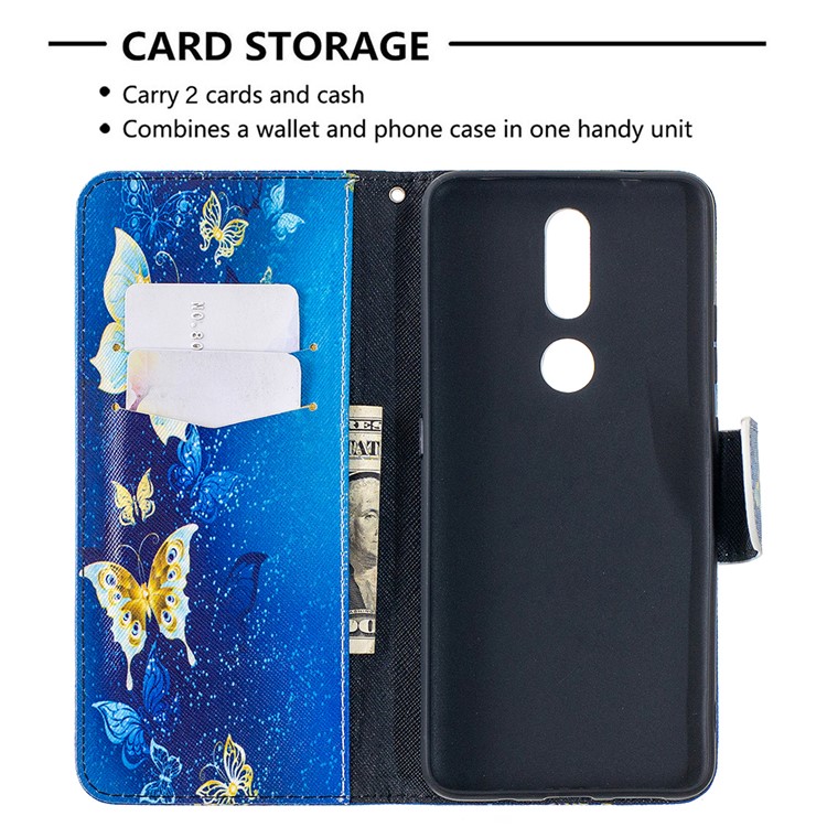 Pattern Printing Leather Wallet Phone Shell for Nokia 2.4 - Butterfly-6