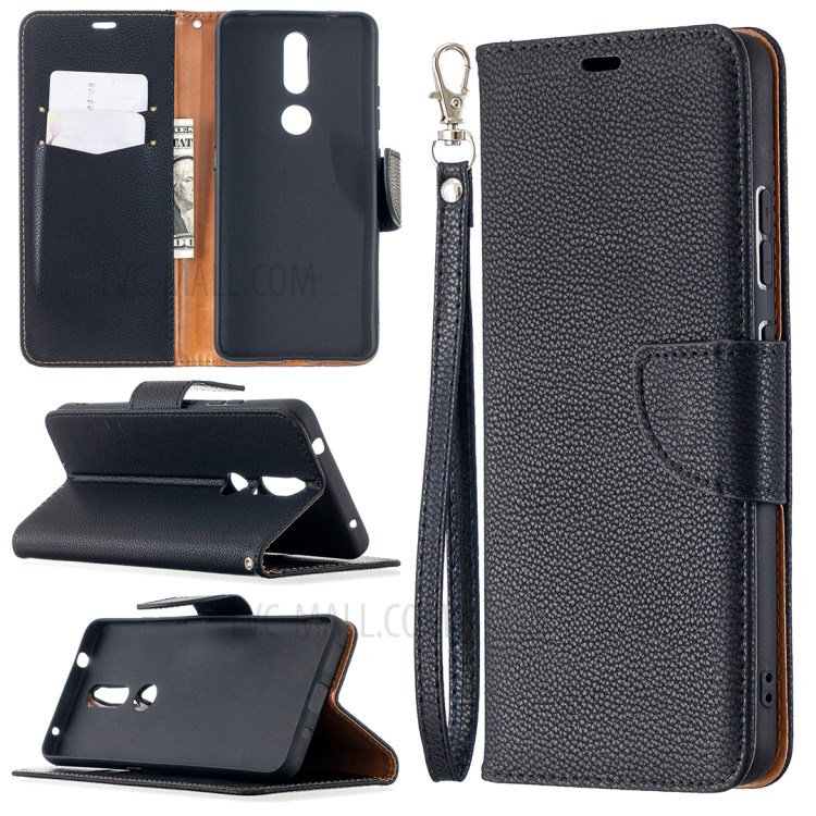 Litchi Surface with Wallet Leather Stand Case for Nokia 2.4 - Black-1