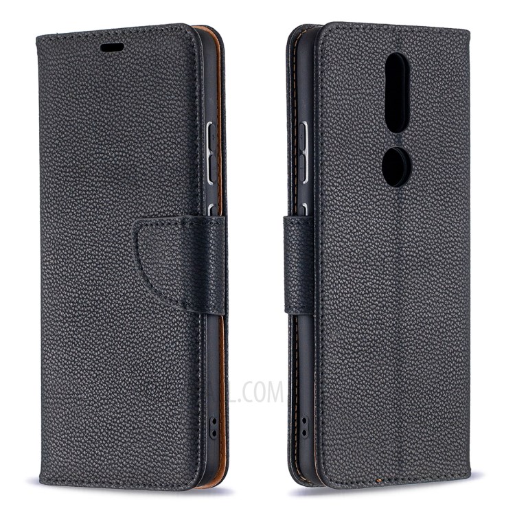 Litchi Surface with Wallet Leather Stand Case for Nokia 2.4 - Black-4