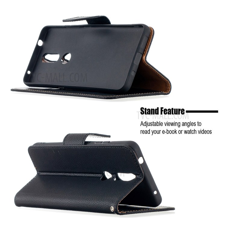 Litchi Surface with Wallet Leather Stand Case for Nokia 2.4 - Black-5