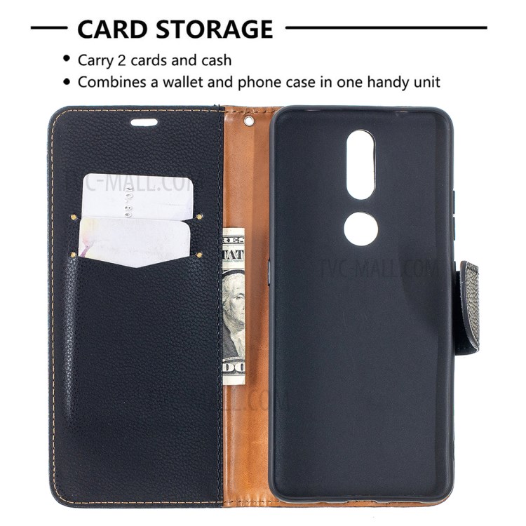 Litchi Surface with Wallet Leather Stand Case for Nokia 2.4 - Black-6