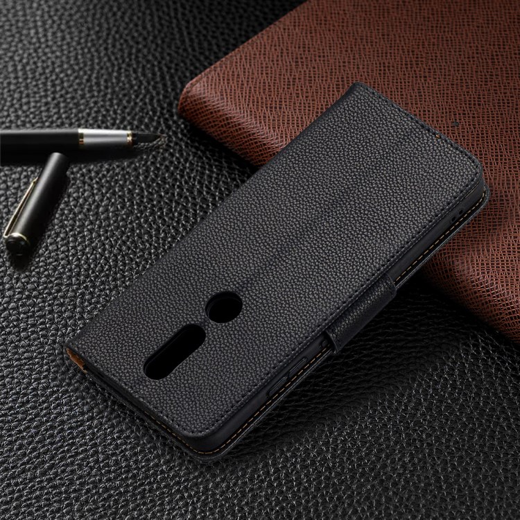 Litchi Surface with Wallet Leather Stand Case for Nokia 2.4 - Black-8