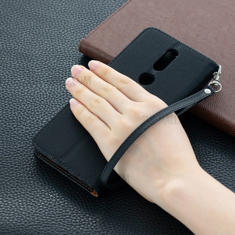 Litchi Surface with Wallet Leather Stand Case for Nokia 2.4 - Black-9