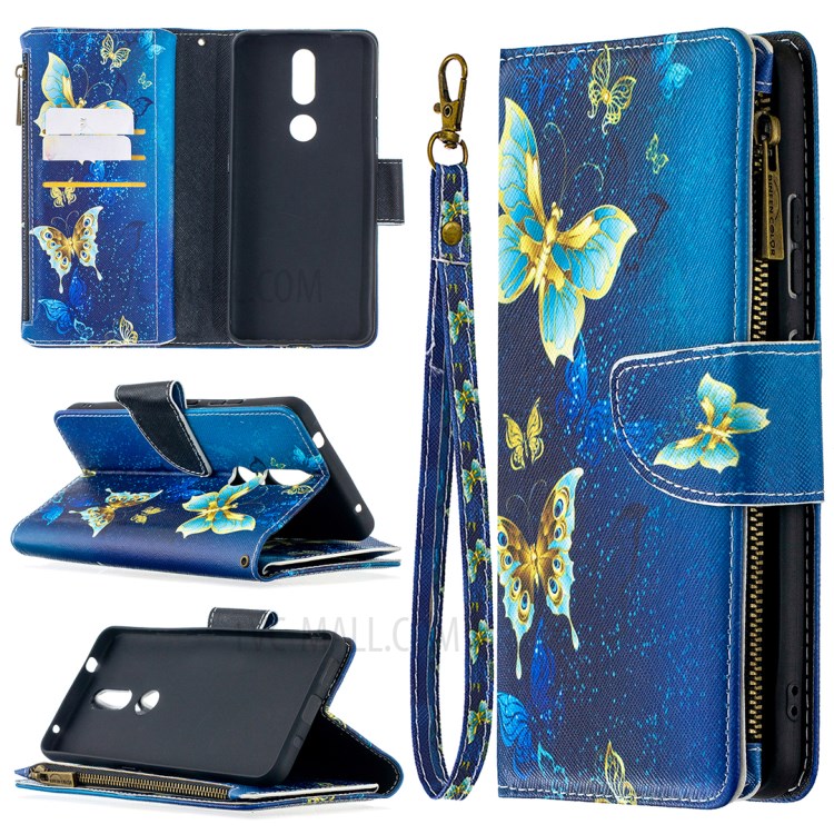 Pattern Printing Leather Wallet Protective Shell for Nokia 2.4 - Beautiful Butterfly-1