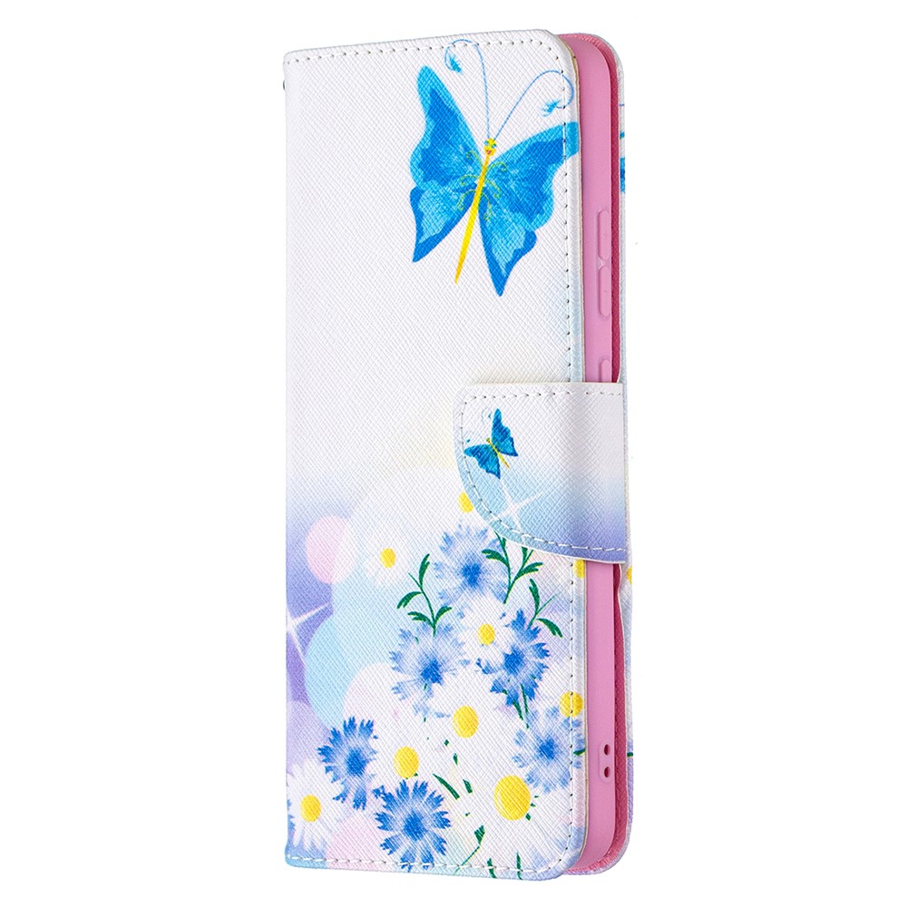 Pattern Printing Leather Wallet Stand Protective Shell for Nokia 2.4 - Butterfly and Flower-2
