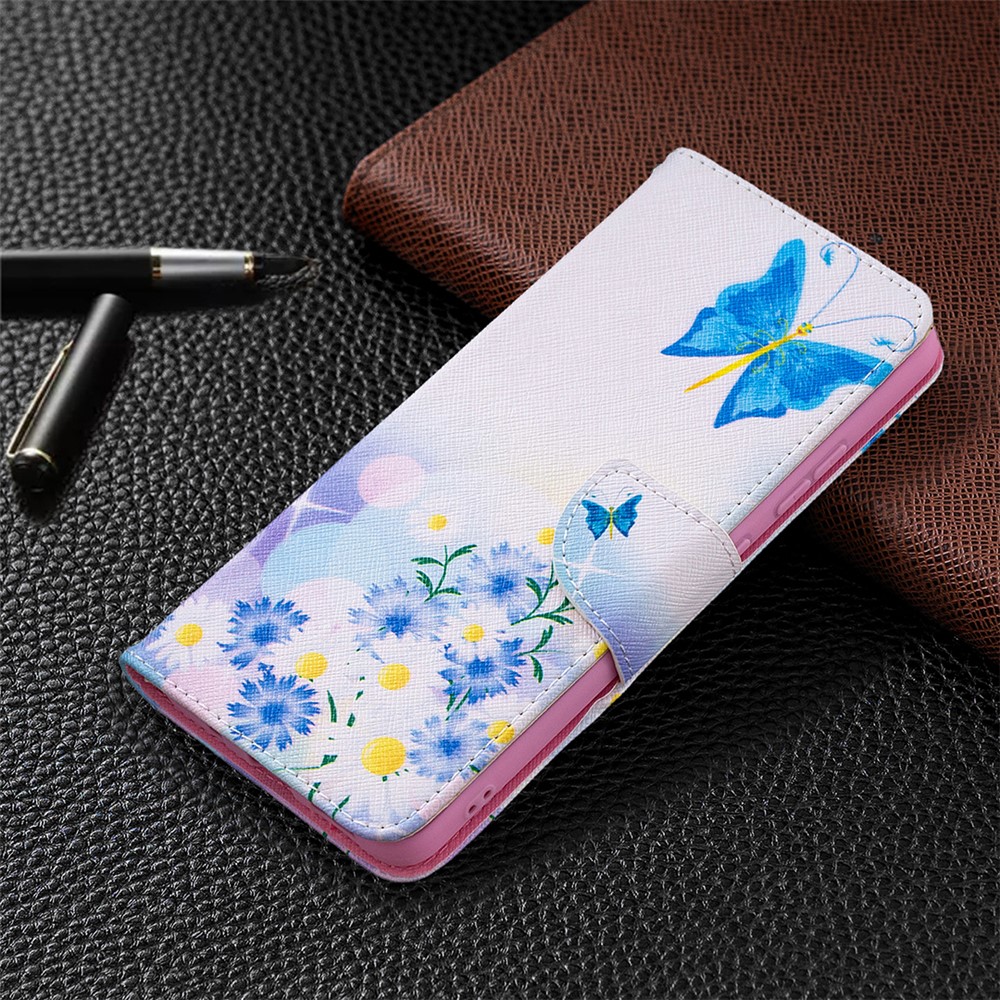 Pattern Printing Leather Wallet Stand Protective Shell for Nokia 2.4 - Butterfly and Flower-7