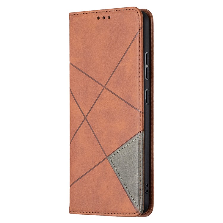 Geometric Pattern Stand Leather Card Holder Case for Nokia 2.4 Phone Cover - Coffee-2