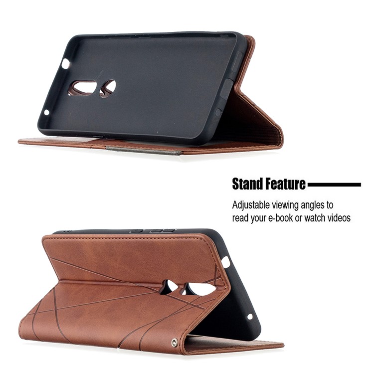 Geometric Pattern Stand Leather Card Holder Case for Nokia 2.4 Phone Cover - Coffee-5