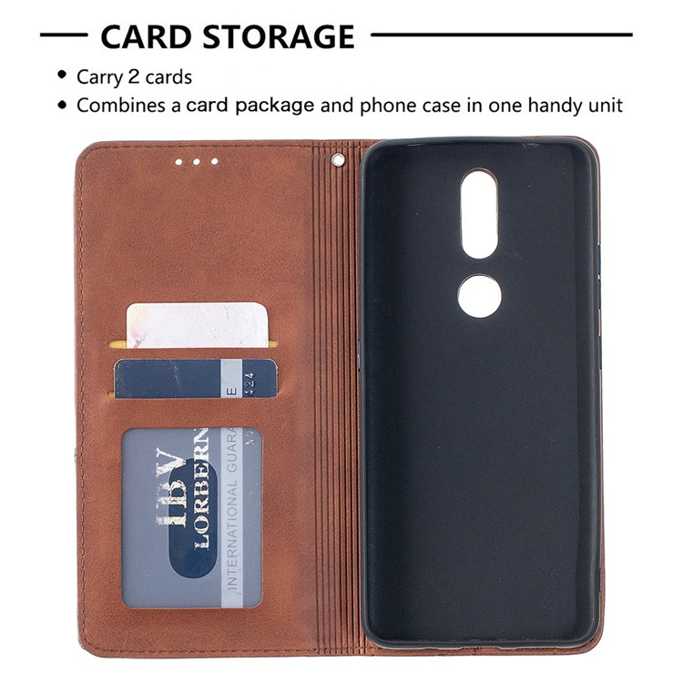 Geometric Pattern Stand Leather Card Holder Case for Nokia 2.4 Phone Cover - Coffee-7