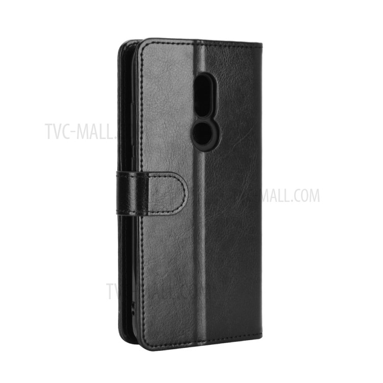 Crazy Horse Texture Leather Cover for Nokia C3 Stand Wallet Case - Black-3