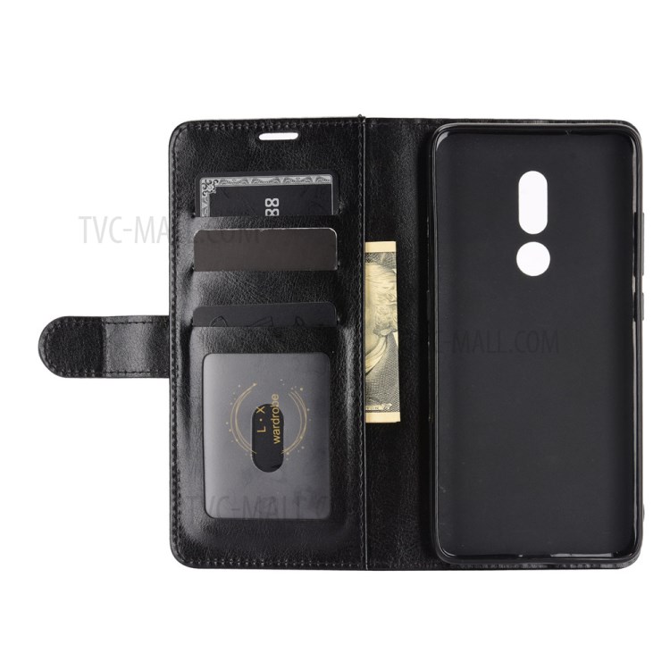 Crazy Horse Texture Leather Cover for Nokia C3 Stand Wallet Case - Black-5