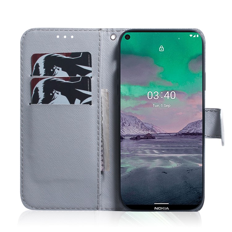 Pattern Printing PU Leather Wallet Stand Cover Case for Nokia 3.4 - Wolf-7