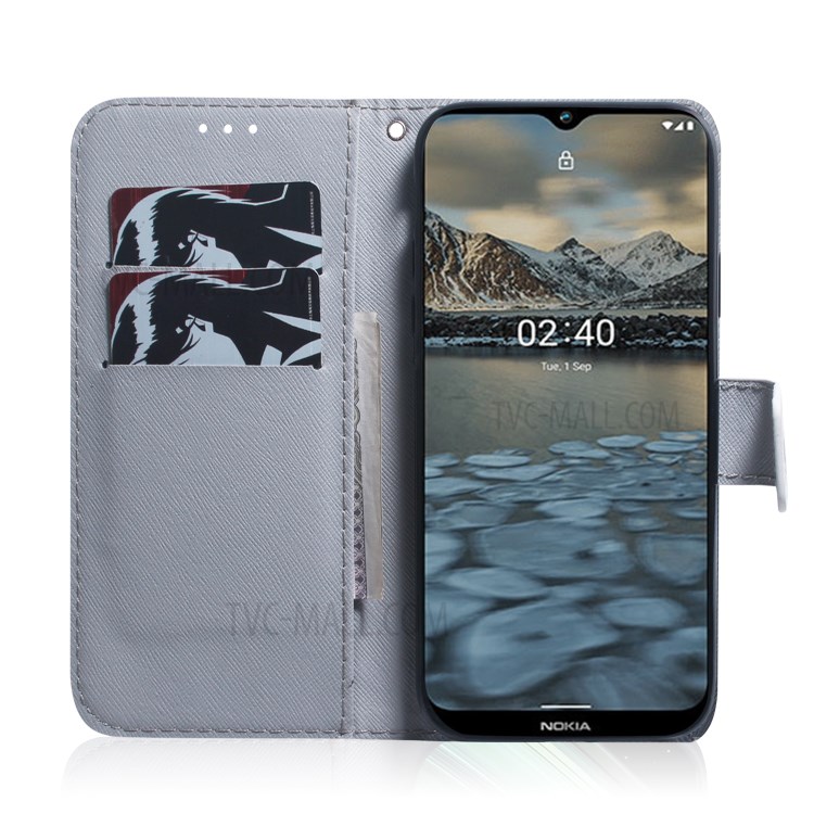 Pattern Printing PU Leather Wallet Case for Nokia 2.4 - Wolf-7