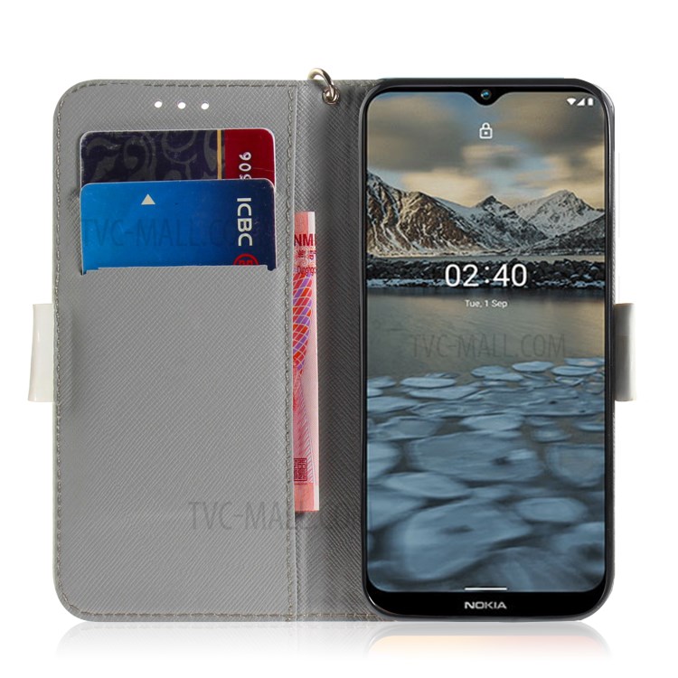 Light Spot Decor Pattern Printing Wallet Stand Leather Phone Casing with Strap for Nokia 2.4 - Vivid Flower-7